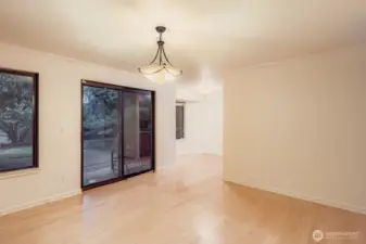 Dining room with kitchen eating nook