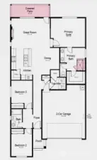 Additional Highlights Include: Electric EV charger outlet, linear electric fireplace at great room, 8' interior doors, deluxe shower at primary bath, and covered patio.