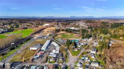 View looking down at 1954 Eaton (center) surrounded by residential, multifamily, commercial, etc.  Ripe opportunites in this area.