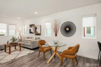 Room for much bigger dining room table for holidays or parties.