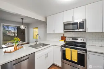 Updated kitchen is bright and fresh