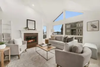 Cozy wood burning fireplace make for cozy winter nights.