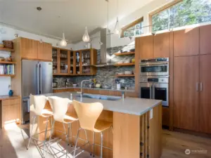 Large Kitchen Island with Quartz Countertops