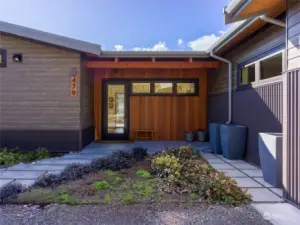 Front Entry and Water Catchment for irrigation