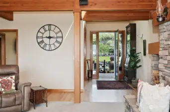 Looking from the living area out to the front door.