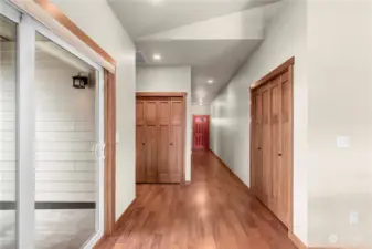 Let's head way down the hall to Master Suite #2, which is on the west end of the home.  Note the beautiful flooring and solid wood doors throughout the home.