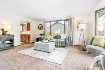 Kitchen semi open to living room, perfect for entertaining