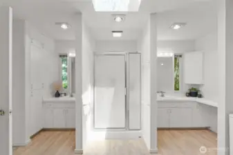 primary bathroom with walk in shower