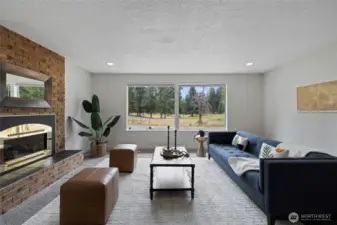 Large Windows look out at Golf Course