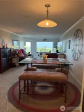 Open floor plan ocean view from the kitchen