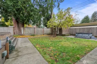 Fully fenced backyard.