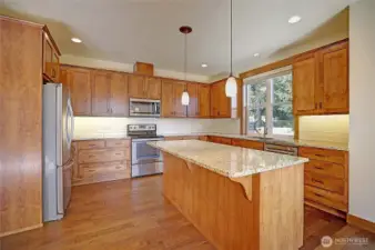 Gourmet Kitchen w/ Slabs, Island, Soft-Close Cabs and LED Lighting~