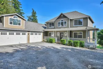 Front of home Huge 4 car garage plus shop