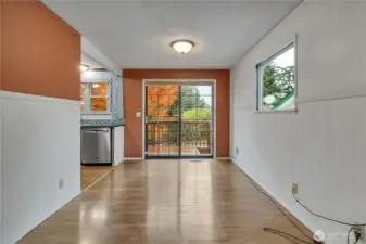 large slider to access deck and backyard