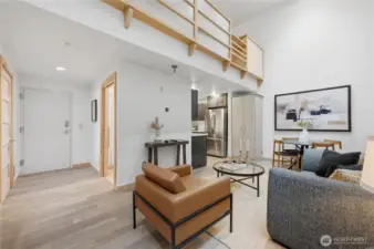 Entry to the living area & you can see the beautiful wide plank flooring, freshly painted in immaculate condition!