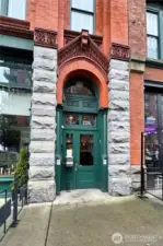 Main entry to the Austin Bell Condominium building with an outstanding 1st Avenue address close to everything in the heart of Belltown!