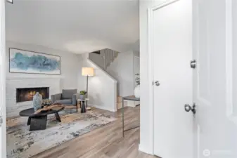 Step into this refreshed living area with all new gleaming laminate hardwood flooring, new fresh interior paint and all newly painted doors.