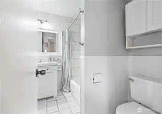 Bathroom is conveniently accessible from Bedroom #2 and from the hallway.