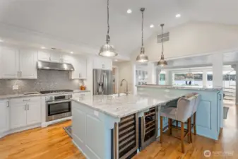 Kitchen is cook's dream. with two ovens, large island, 2 dual zone wine fridges.