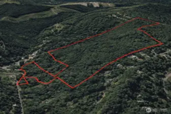 Overhead view with approximate boundaries in red.