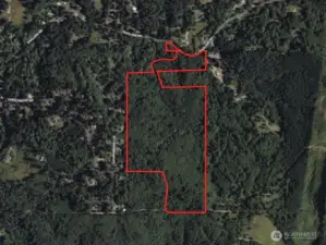 Overhead view with approximate boundaries in red.