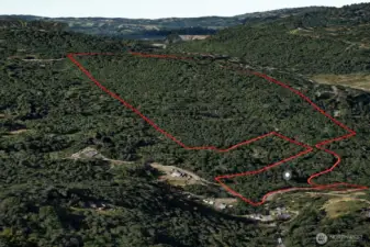 Overhead view with approximate boundaries in red.