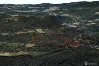 Overhead view with approximate boundaries in red.