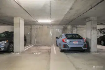 Your assigned parking space in the secure garage.