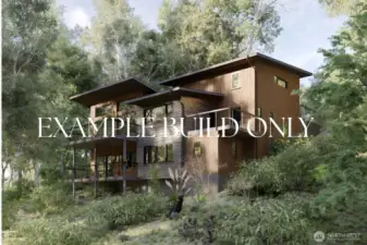 EXAMPLE ONLY, again, not in proportion to the property elevation...shown to give Buyers an example of the home that could potentially be built on this property.