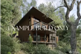 EXAMPLE ONLY. In this rendering you could potentially see how the home could be built facing towards the bottom of the lot...but again, this is only a rough example of what the building could potentially look like.