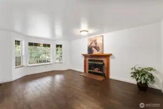 This view of the living room un-staged to show the size.