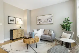 Family Room Designed for Easy Entertaining Adjacent to the Kitchen