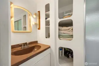 3/4 bath on upper level.