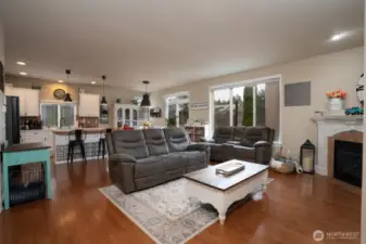 Living room with open kitchen.