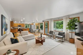 Huge open floorplan in this virtually staged living room