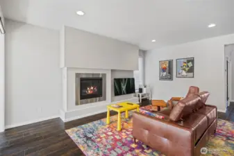 Gas fireplace and television that comes with the home