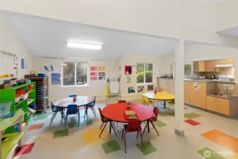 Lunch and snacks area off of kitchen.