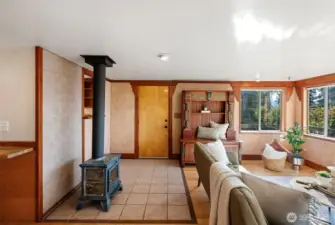 cozy wood burning fireplace