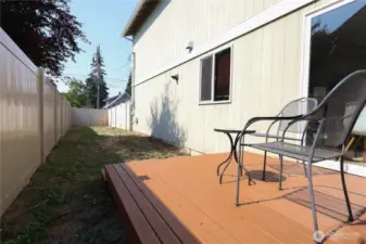 Deck and fenced backyard