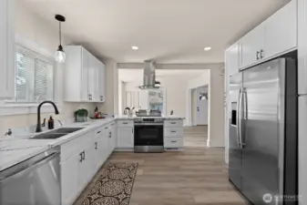 This kitchen is pure luxury, so bright and open