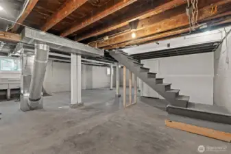 Basement with room for living area, bedrooms, and bath