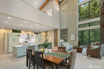 Another view of the main floor living area. You can see the upper floor is where the primary bedroom is situated.