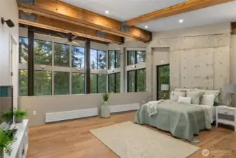 The primary bedroom has such an amazing view.