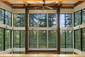 Look at the view from the primary bedroom! You can definitely take in the view of the trees, if you limbed a few trees you could see the beautiful mountains or keep as is, for privacy and the blanket of trees around you.