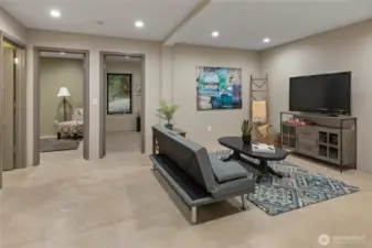 Here in the basement the home has 2 bedrooms, a reck room, a full bath, laundry room and mechanical room. This is a large living space on the lowest floor.