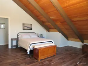 ANOTHER VIEW OF THE BEDROOM SHOWING THE WOOD VAULTED CEILINGS!