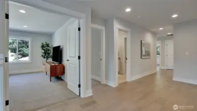 From the top of the staircase you'll find an abundance of additional living space and more of the gorgeous hardwoods.
