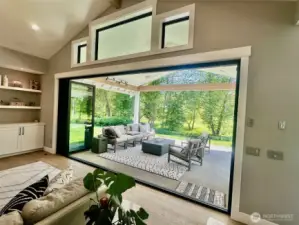 Picture from the living room with the accordion doors open. What a setting.