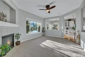 family room, emphasizing its spaciousness