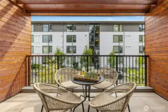 The generously-sized south-facing front deck.